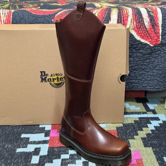 Dr. Martens Amaayah Hi Boots, Tall Riding Boot, Butterscotch - Orleans, US 9 - Picture 4 of 16